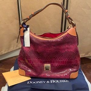 Dooney &Bourke-Fuchsia Leather Snake Hobo Bag BNWT